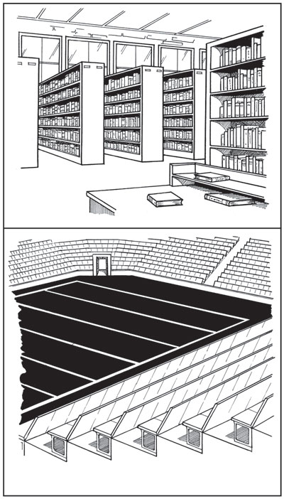 Compare the number of books in the library to the number of seats in the - photo 4