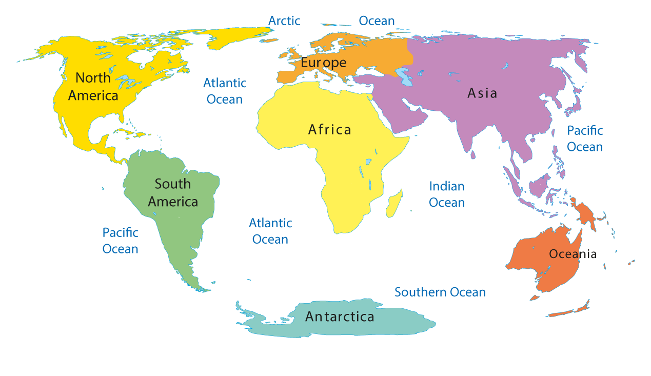 This map shows continents and oceans The huge areas of land are called - photo 4