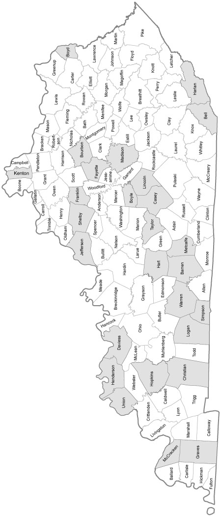 This map shows Kentuckys 120 counties The shaded counties are the ones that - photo 4