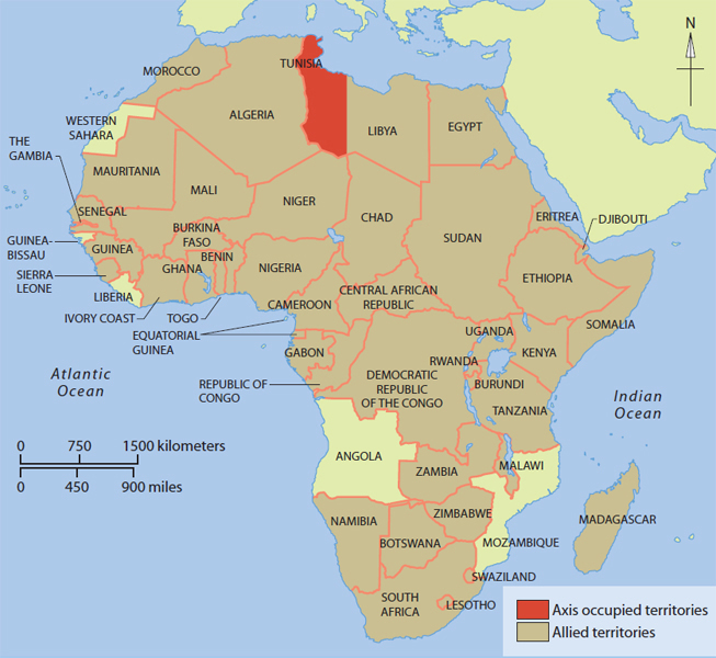 This map shows how Africa was divided during part of World War II - photo 7