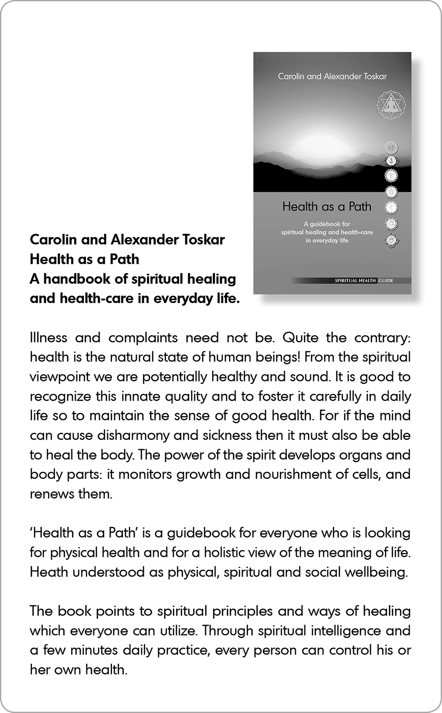 1 Edition 2011 2007 Alexander Toskar 2011 Spiritual Health Fo - photo 1