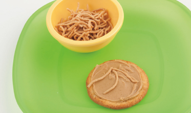 Using the chow mein noodles make dinosaur footprints on each cracker - photo 26