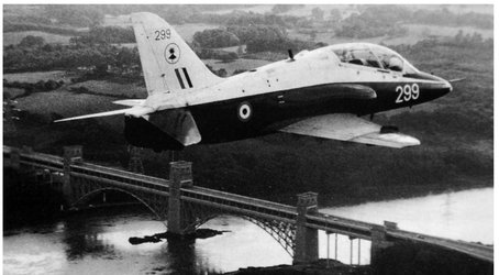 A Hawk T1 of 4 FTS RAF Valley passing the Menai Bridge MoD Six - photo 5