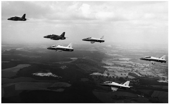 Six Hawks flying in formation as Farnborough 76 opened The second aircraft in - photo 6