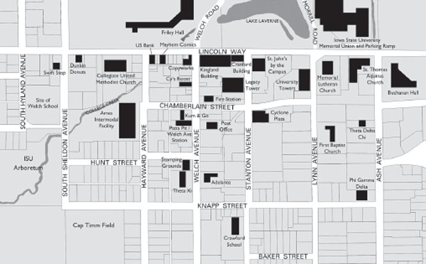 A plat map of Campustown in early 2016 with some buildings and locations - photo 4