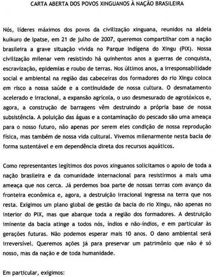 OPEN LETTER TO THE BRAZILIAN NATION FROM THE XINGUANO PEOPLES We the principal - photo 2