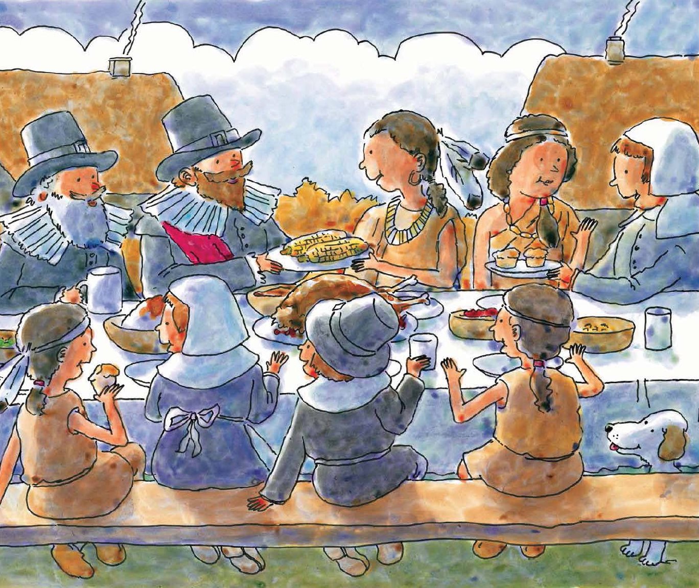 The Pilgrims and the Native Americans shared the first Thanksgiving feast for - photo 16