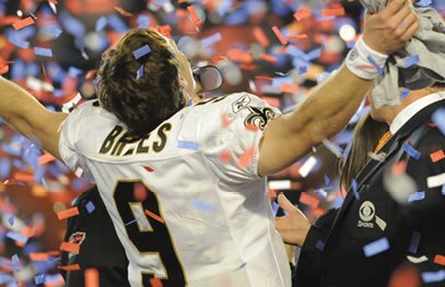 Brees was showered in confetti after the Saints victory over the Colts in Super - photo 8