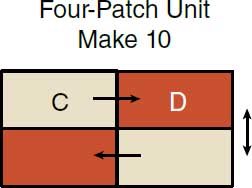 Figure 2 Arrange two matching HST units and one four-patch unit Sew the - photo 7