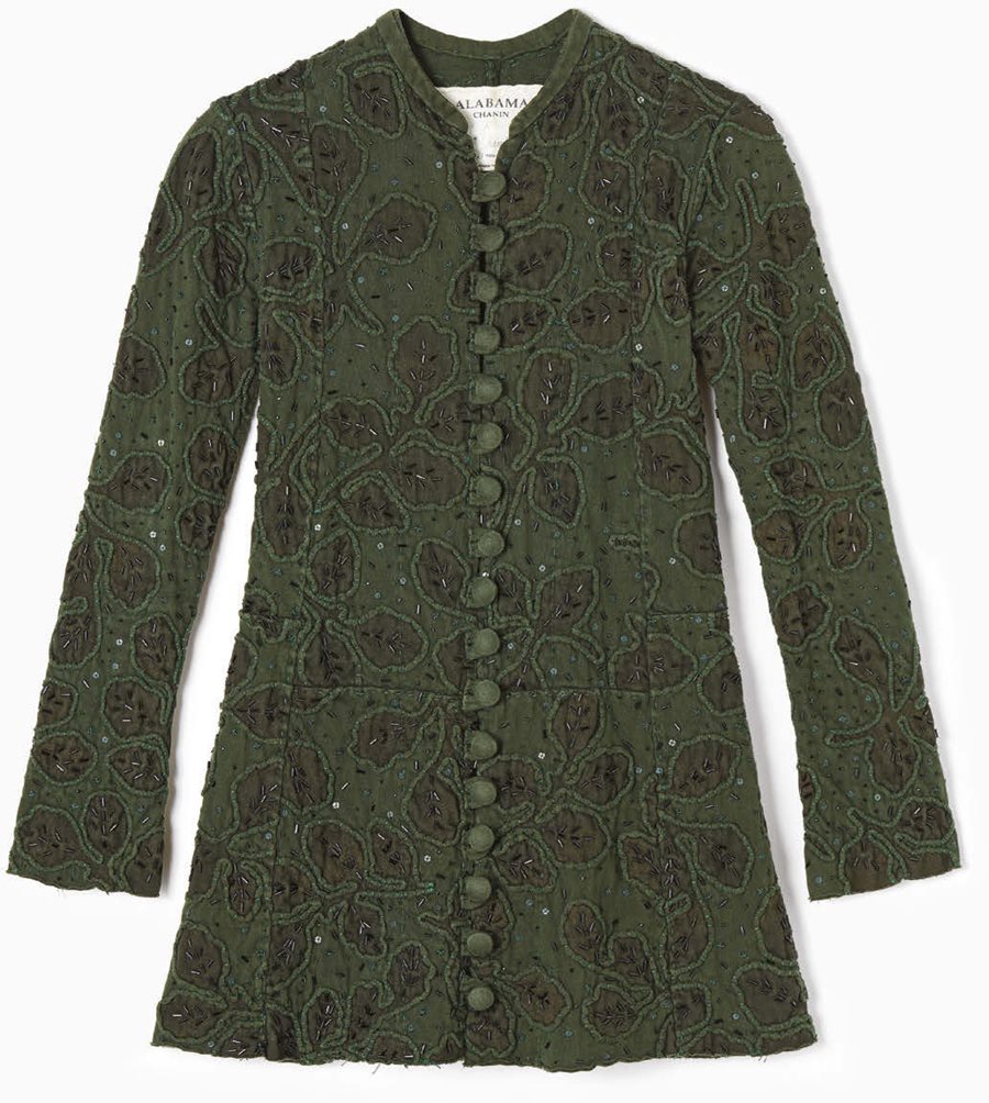 The Rosanne Coat New Leaves in Forest Green couched appliqu and beading - photo 9