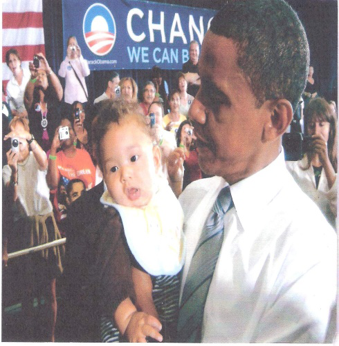 Grandson Ashton Oglesby held by presidential candidate Barack Obama 2007 - photo 3