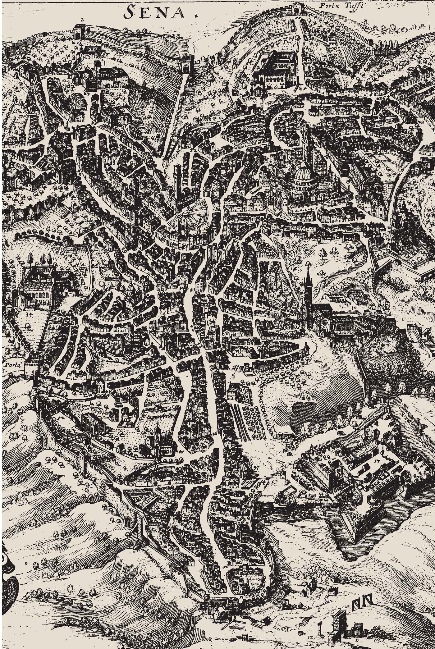 Birdseye view plan of Siena by M Merian 1638 The rooftops of Siena - photo 2