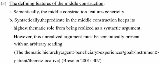 A middle construction should simultaneously satisfy the two features in 3 I - photo 3