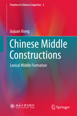 Jiajuan Xiong Chinese Middle Constructions: Lexical Middle Formation