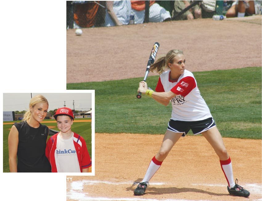 CARRIE UP TO BAT DURING A SOFTBALL GAME TO RAISE MONEY FOR KIDS WITH CANCER - photo 18