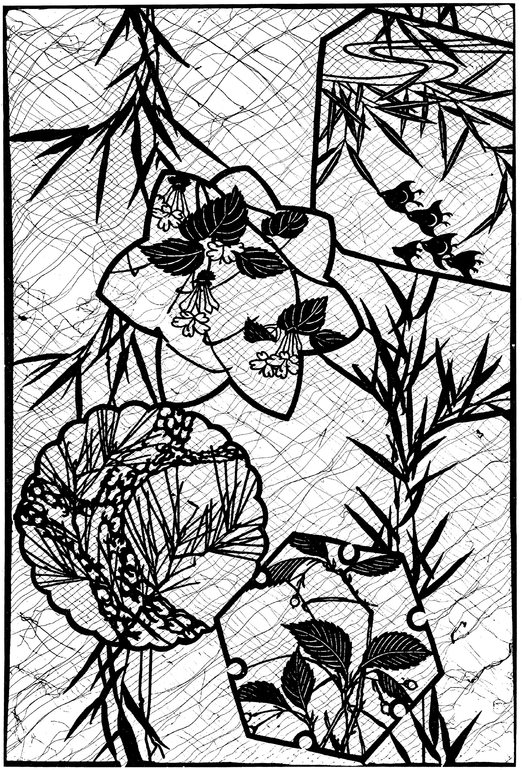 23 Bamboo Rods and Shapes Containing Floral Motifs 24 Butterflies on a - photo 24