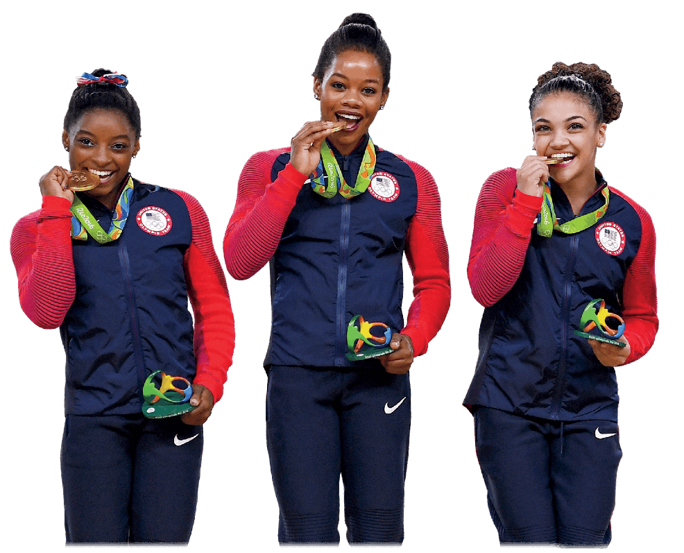 Simone Biles left stands with other members of Team USA to celebrate their - photo 27