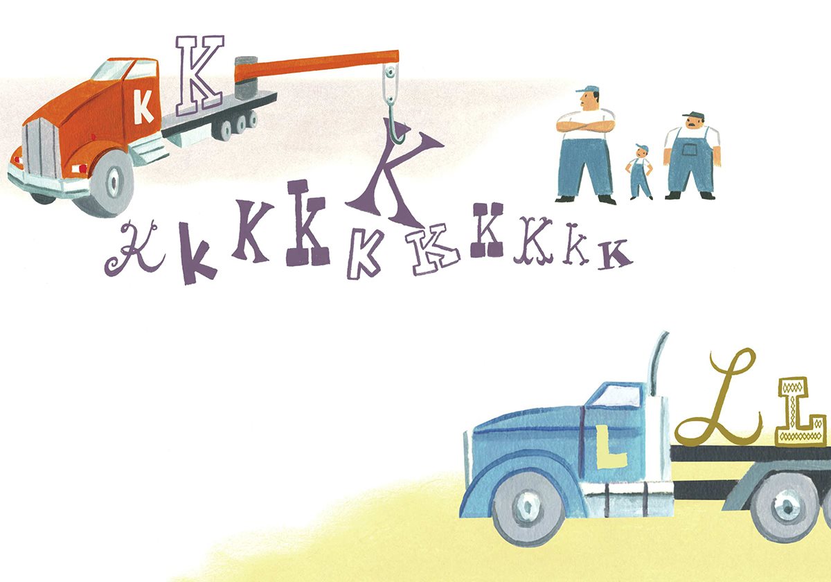 K is for knuckle-boom truck Its rear crane folds up tight L is for - photo 16