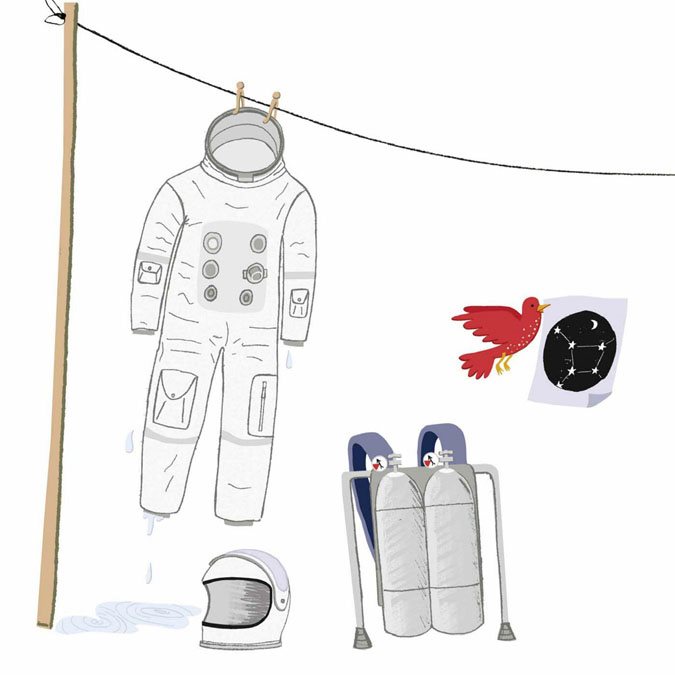 Space suit and jet pack star charts to review Flight gloves and moon - photo 30