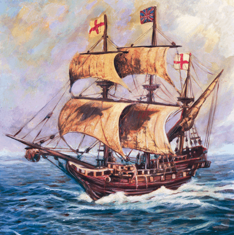 This painting shows an artists idea of how the Mayflower looked when it sailed - photo 3