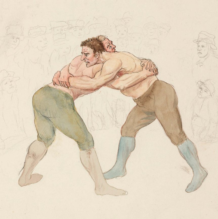 Wrestling has existed for centuries This British watercolor sketch from the - photo 8