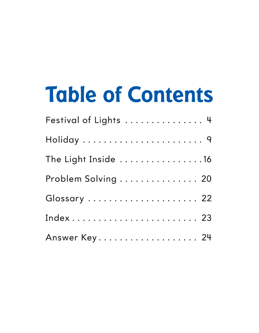 Table of Contents Festival of Lights Holiday The Light Inside Problem - photo 6