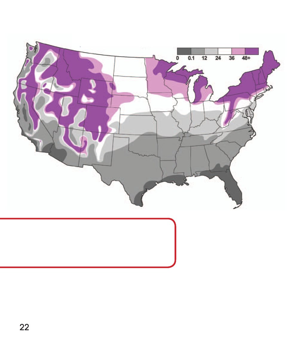 Annual Average Snowfall in The areas that get the most snow are colored - photo 22