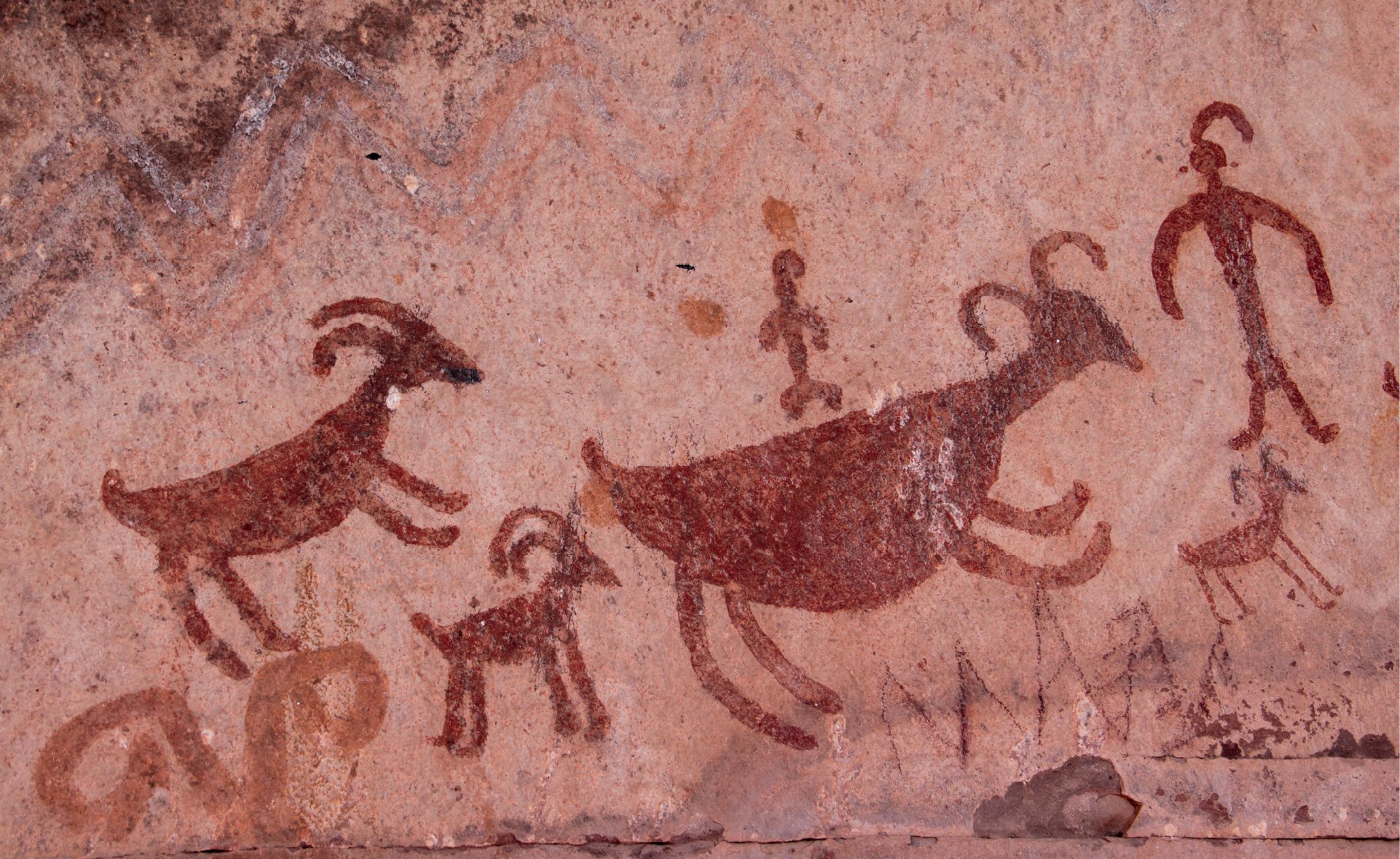 Ancient rock paintings like these ones in Loy Canyon AZ show the close - photo 5