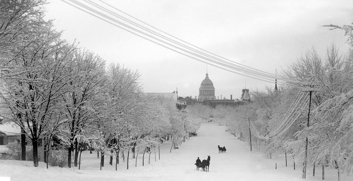 Three horse-drawn sleighs can be seen in this 1898 photograph The view looks - photo 3