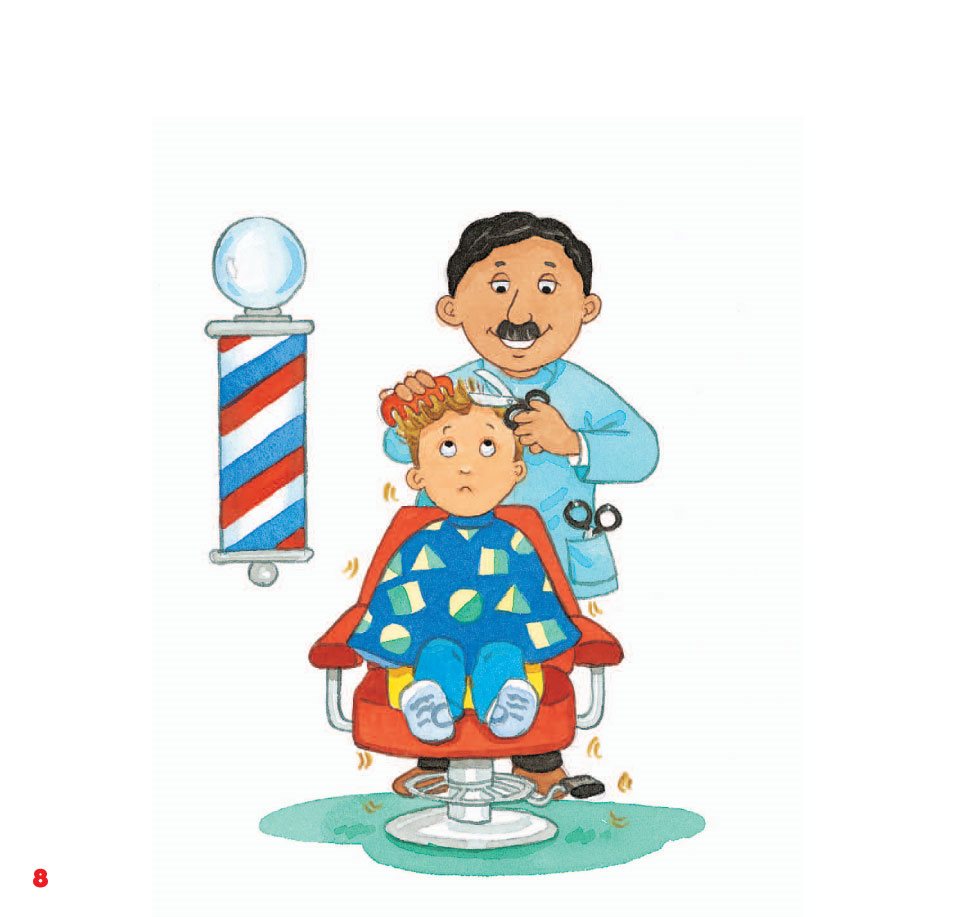 A barber is cutting a boys blond hair at the barber shop A - photo 10