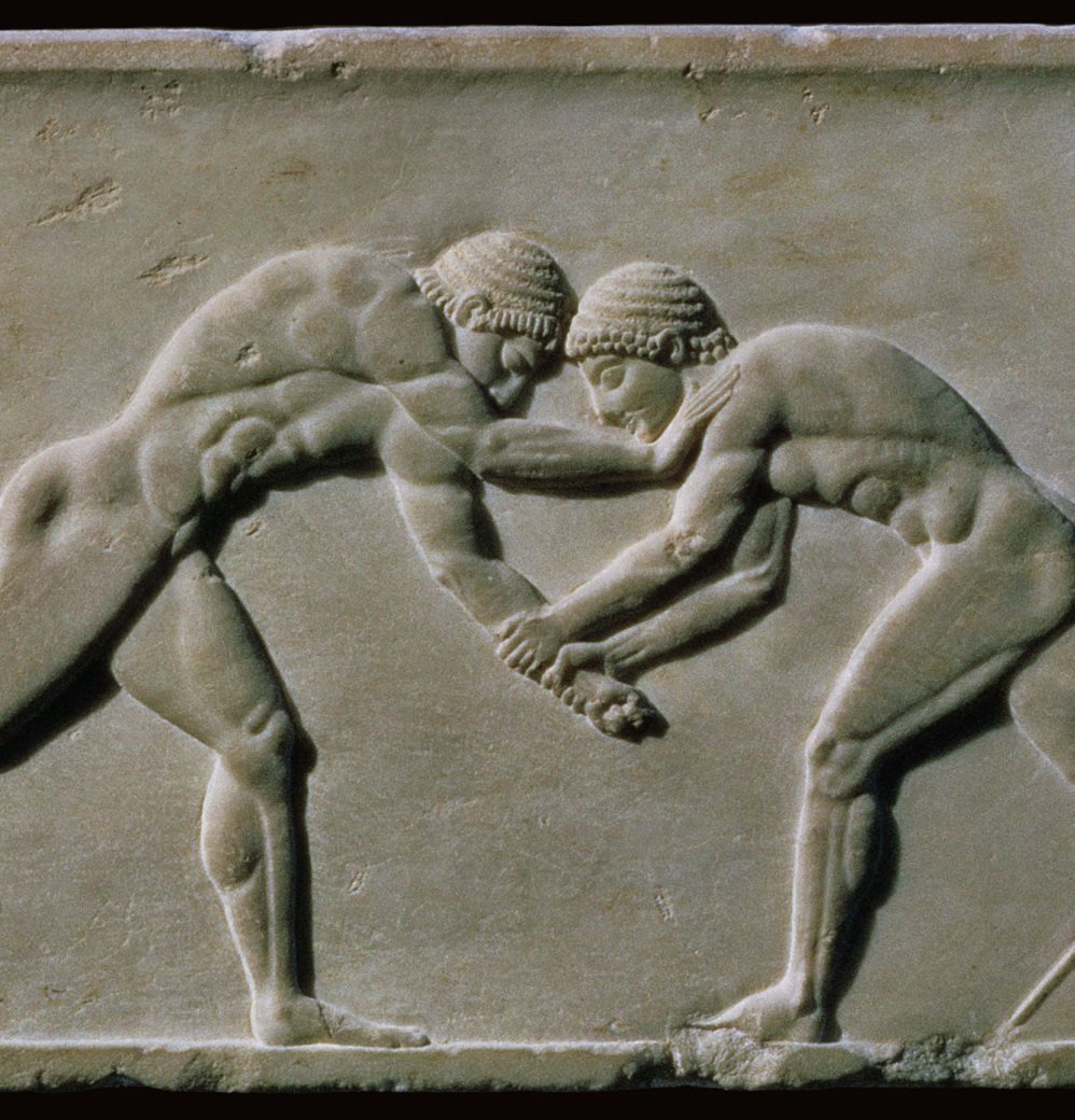 Two young men are shown wrestling on this stone relief from 510 BC in Athens - photo 8