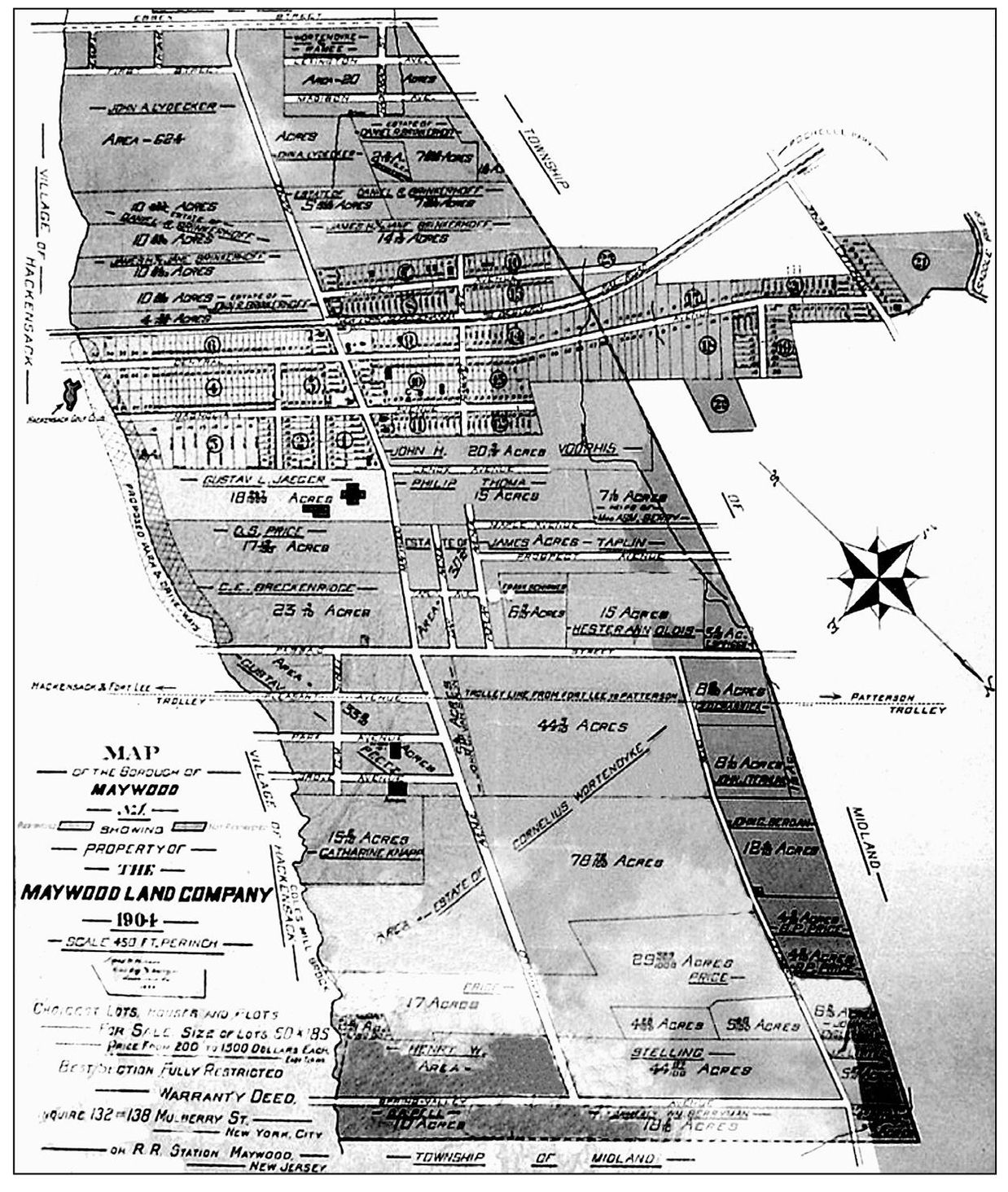 This Maywood Land Company property map of the borough of Maywood dates from - photo 3