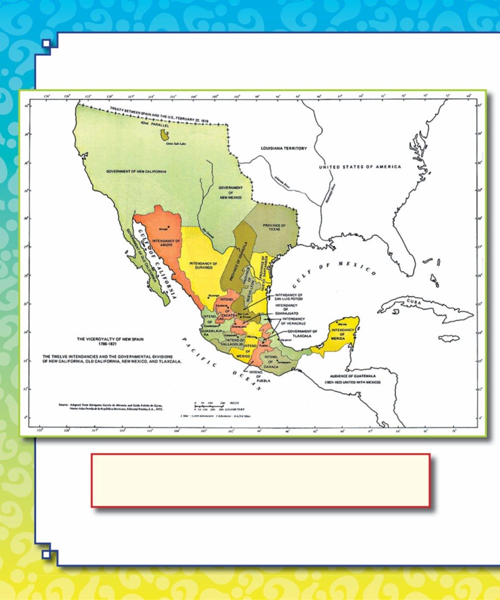 This is a map of New Spain showing the borders from 17861821 Most of New - photo 6