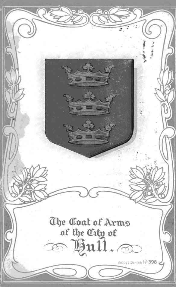 A postcard showing the coat of arms of the city of Kingston-upon-Hull Its - photo 6