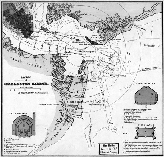 The undated map above shows the defenses of Charleston Harbor at the start of - photo 1