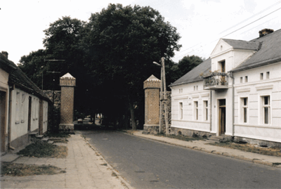 Shows the pillars of the wall around Mohrin church in Mohrin before World - photo 9