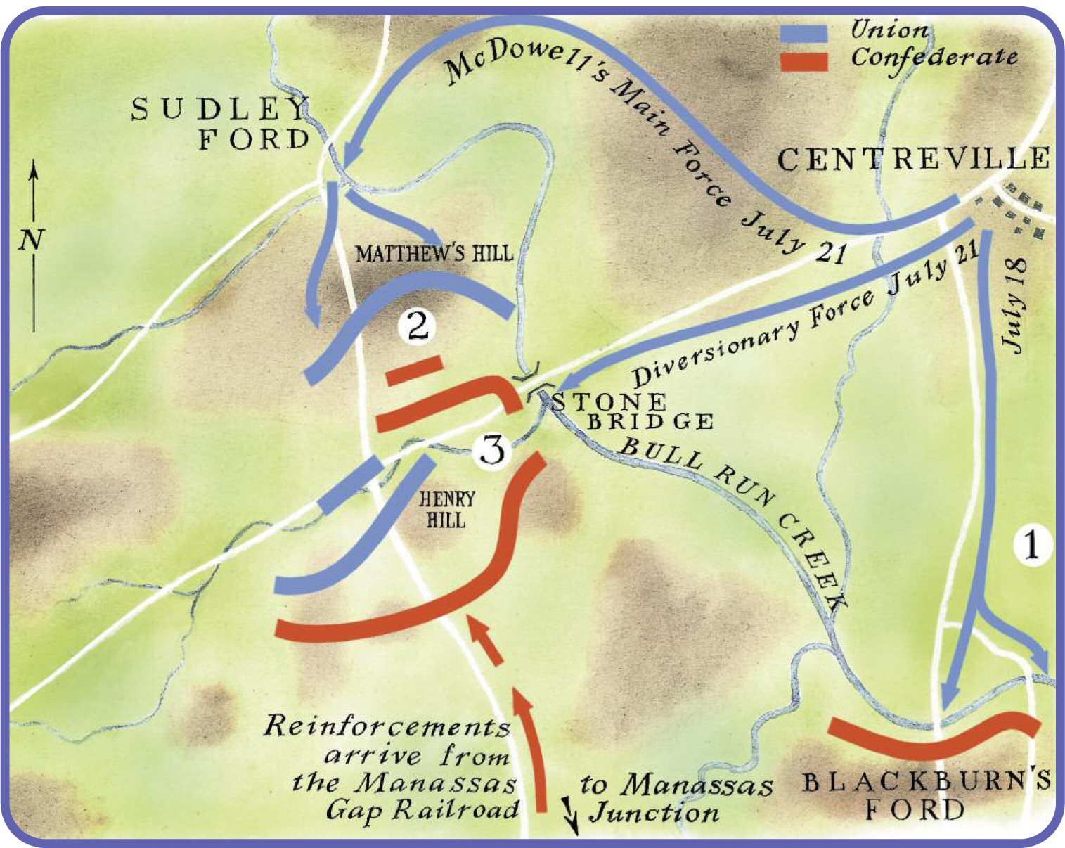 This map shows the different movements of the two armies over the course of the - photo 6