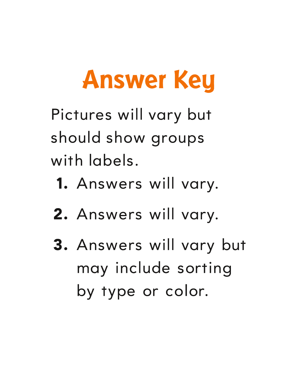 Answer Key Pictures will vary but should show groups with labels - photo 36