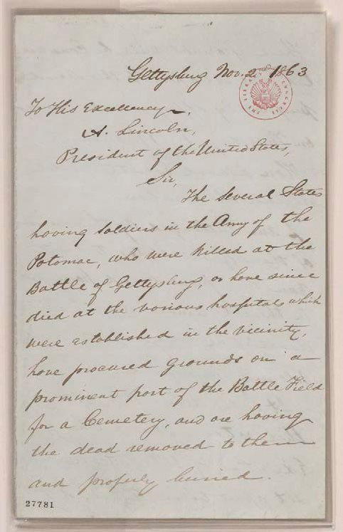 Here is the letter from David Wills asking President Lincoln to speak at - photo 2