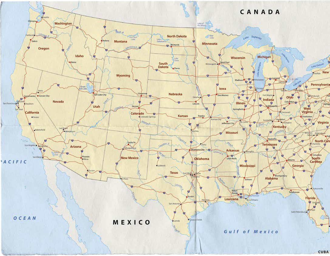 This is a map of the main roads between cities in the United States Drivers - photo 5