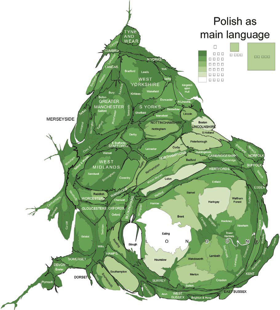 This is a cartogram It shows the areas in Great Britain where lots of people - photo 10