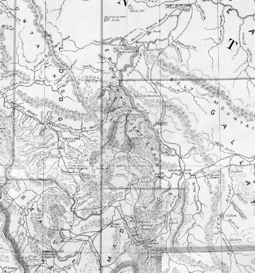 Map of Montana from Fort Benton to the gold mining camps of Bannack and - photo 2
