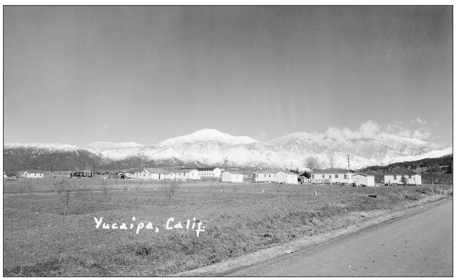 This 1947 view shows upper Yucaipa with snow-covered foothills and new homes - photo 3