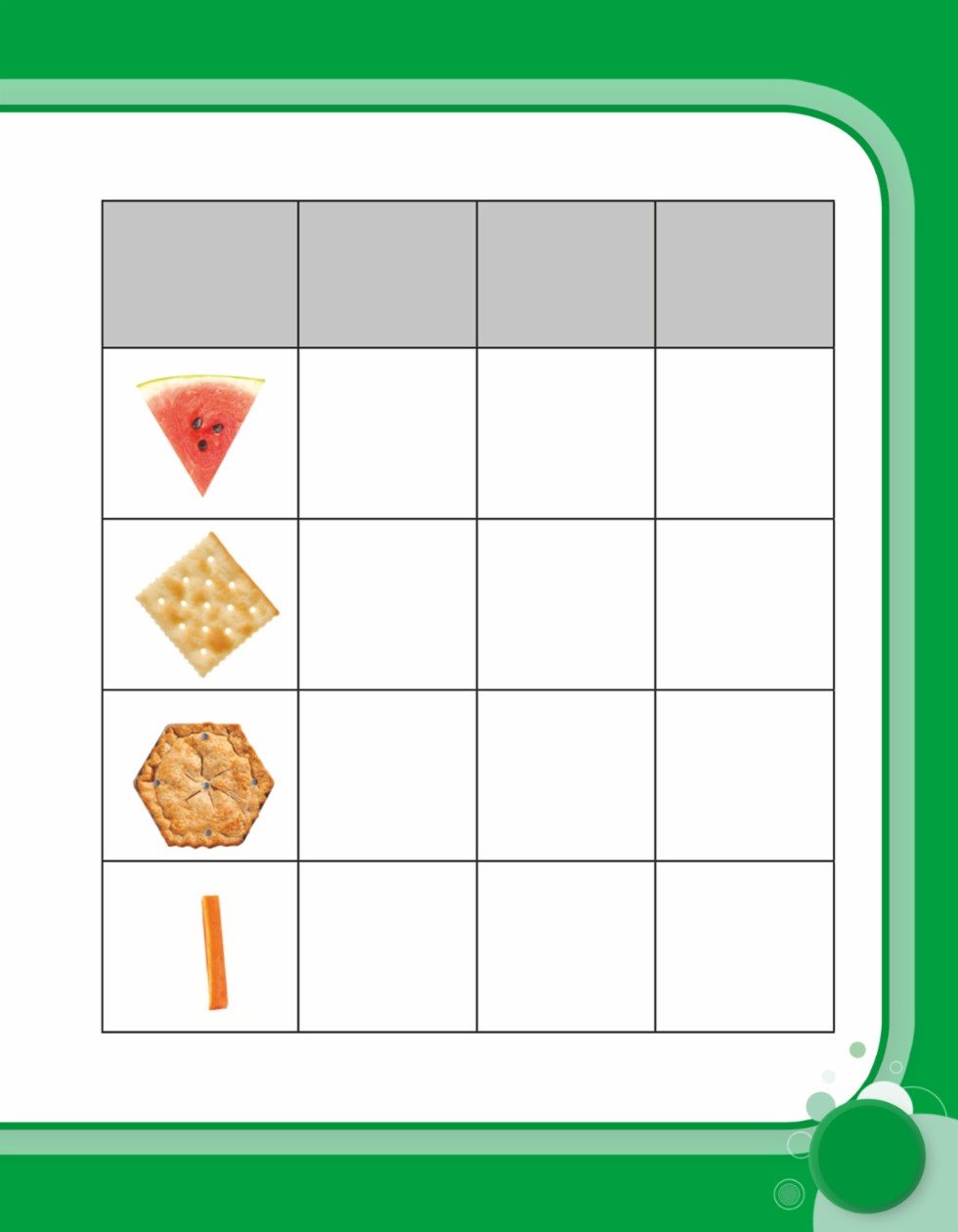 Food Items Shape Name Number of Sides Number of Angles - photo 33