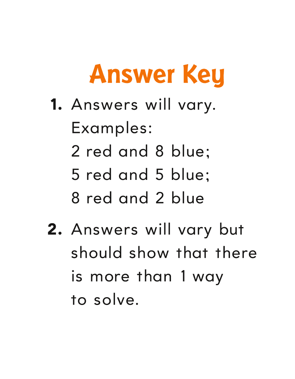 Answer Key Answers will vary Examples red and blue red and - photo 36