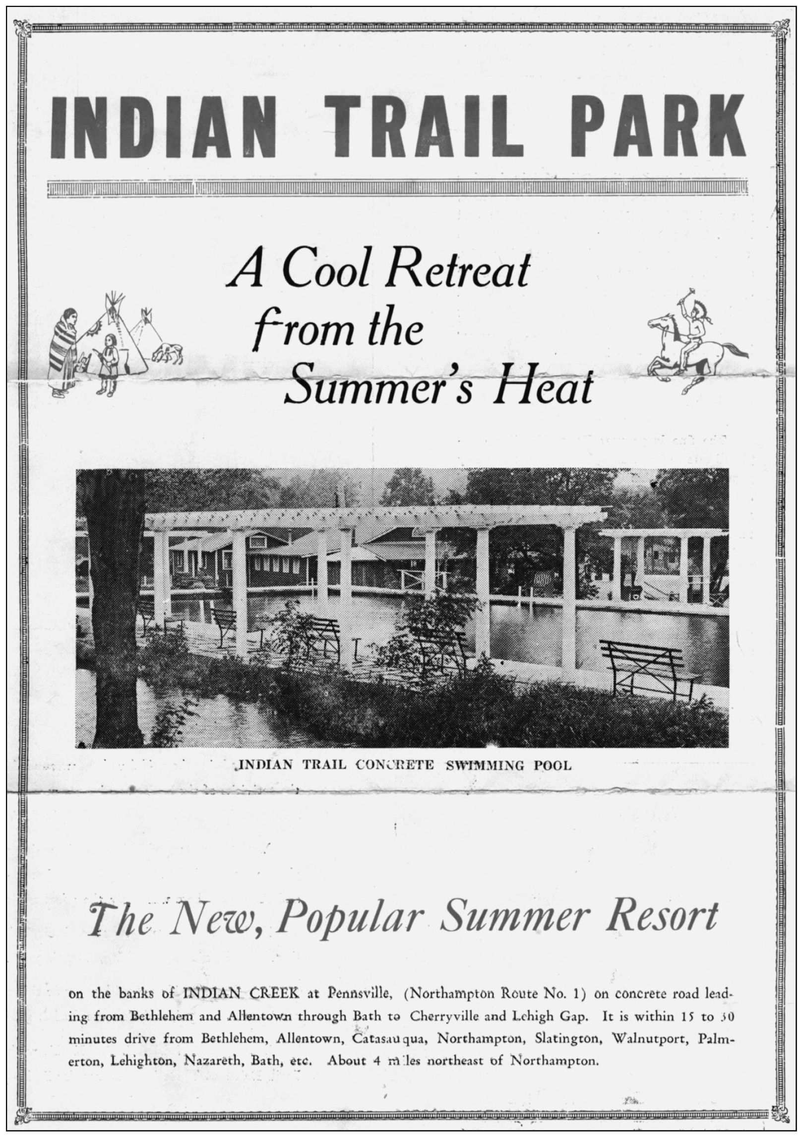 This early advertising brochure shows the pool with the back of the Trading - photo 8