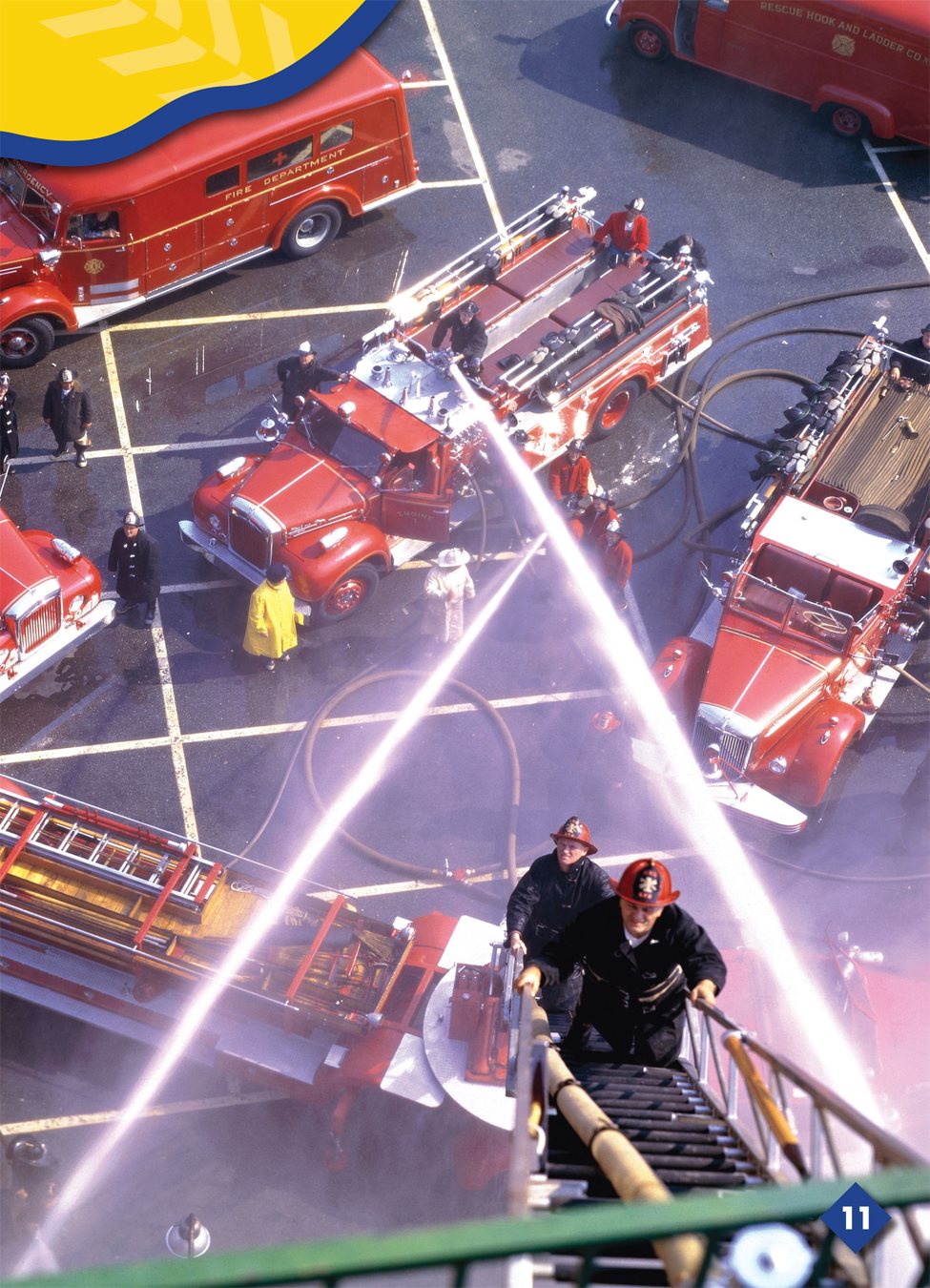 Fire trucks carry hoses long rubber tubes water flows through a hose and - photo 11