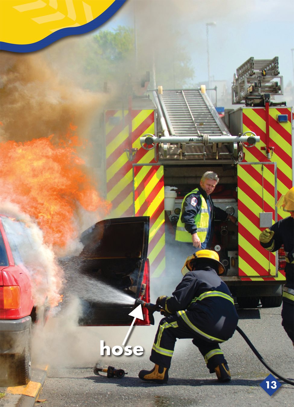 Fire trucks carry tools objects used to do a job A firefighter uses an - photo 14