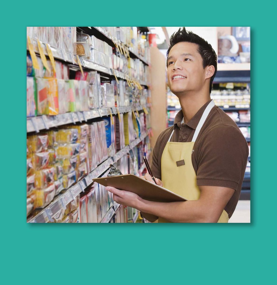 A worker must place food items on shelves The deli person slices meat and - photo 12