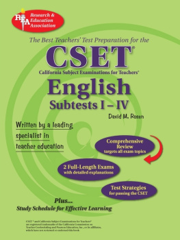 David Rosen CSET: English Subtests I-IV